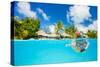 Woman Snorkeling in Clear Tropical Waters in Front of Exotic Island-BlueOrange Studio-Stretched Canvas