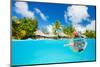 Woman Snorkeling in Clear Tropical Waters in Front of Exotic Island-BlueOrange Studio-Mounted Photographic Print