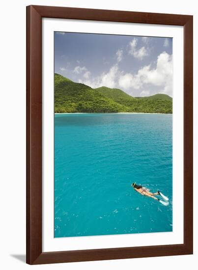 Woman Snorkeling in Hawksnest Bay at St. John Island-Macduff Everton-Framed Photographic Print