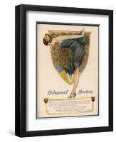 Woman So Proud and Pleased with Her "Holeproof" Stockings Bends Down to Admire Them-null-Framed Art Print