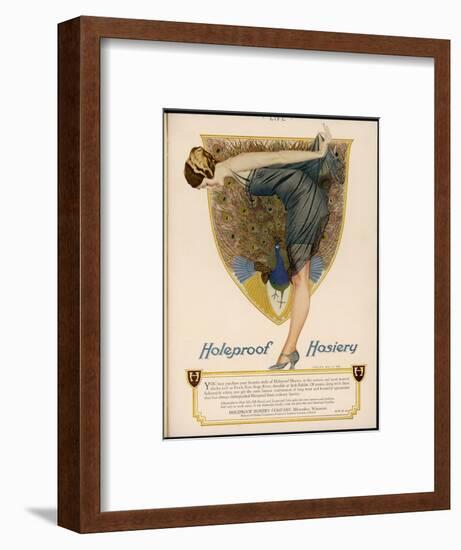 Woman So Proud and Pleased with Her "Holeproof" Stockings Bends Down to Admire Them-null-Framed Art Print