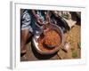 Woman Sorting Chili Peppers in a Metal Bowl, Ghana, West Africa, Africa-Taylor Liba-Framed Photographic Print