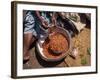 Woman Sorting Chili Peppers in a Metal Bowl, Ghana, West Africa, Africa-Taylor Liba-Framed Photographic Print