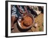 Woman Sorting Chili Peppers in a Metal Bowl, Ghana, West Africa, Africa-Taylor Liba-Framed Photographic Print