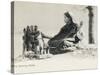 Woman Spinning on a Traditional Hand-Made Wheel, India-null-Stretched Canvas