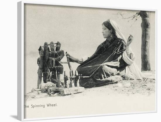 Woman Spinning on a Traditional Hand-Made Wheel, India-null-Framed Photographic Print