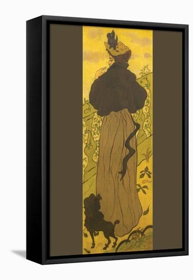 Woman Standing Beside Railing with Poodle-Paul Ranson-Framed Stretched Canvas