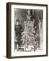 Woman Standing by Decorated Christmas Tree-null-Framed Photo