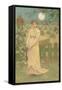 Woman Standing by Harvested Field-null-Framed Stretched Canvas