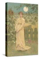 Woman Standing by Harvested Field-null-Stretched Canvas