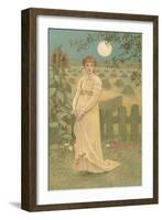 Woman Standing by Harvested Field-null-Framed Art Print