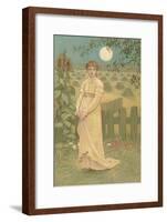 Woman Standing by Harvested Field-null-Framed Art Print