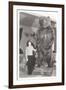 Woman Standing by Large Stufffed Bear-null-Framed Art Print