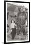 Woman Standing by Large Stufffed Bear-null-Framed Art Print