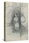 Woman Standing, Facing Forward, Right, a Star Shining-Odilon Redon-Stretched Canvas