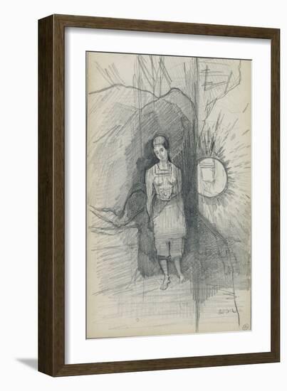 Woman Standing, Facing Forward, Right, a Star Shining-Odilon Redon-Framed Giclee Print