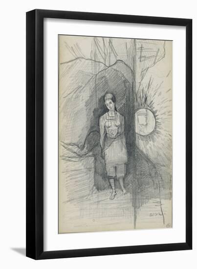 Woman Standing, Facing Forward, Right, a Star Shining-Odilon Redon-Framed Giclee Print