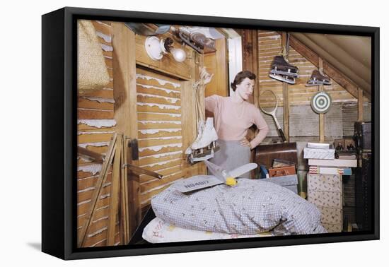 Woman Standing in an Attic-William P. Gottlieb-Framed Stretched Canvas