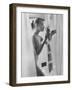 Woman Standing in Bathtub "Demonstrating" Various Gadgets for the Improvement of Bathing-Peter Stackpole-Framed Photographic Print