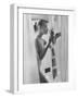 Woman Standing in Bathtub "Demonstrating" Various Gadgets for the Improvement of Bathing-Peter Stackpole-Framed Photographic Print