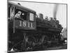 Woman Standing in Driver's Cabin in Locomotive-null-Mounted Photo