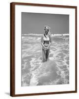 Woman Standing in Ocean Surf-Philip Gendreau-Framed Photographic Print