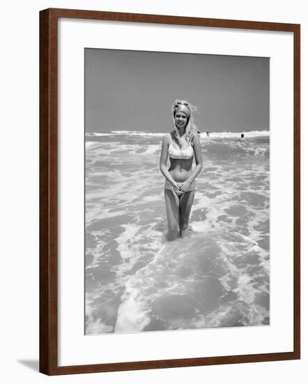 Woman Standing in Ocean Surf-Philip Gendreau-Framed Photographic Print