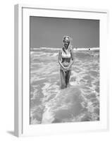 Woman Standing in Ocean Surf-Philip Gendreau-Framed Photographic Print