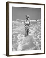 Woman Standing in Ocean Surf-Philip Gendreau-Framed Photographic Print