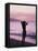 Woman Standing on Beach in Silhouette-Bill Romerhaus-Framed Stretched Canvas