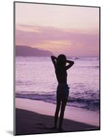Woman Standing on Beach in Silhouette-Bill Romerhaus-Mounted Photographic Print