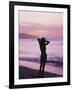 Woman Standing on Beach in Silhouette-Bill Romerhaus-Framed Photographic Print