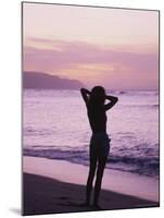 Woman Standing on Beach in Silhouette-Bill Romerhaus-Mounted Photographic Print