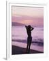 Woman Standing on Beach in Silhouette-Bill Romerhaus-Framed Photographic Print