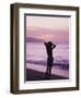 Woman Standing on Beach in Silhouette-Bill Romerhaus-Framed Premium Photographic Print