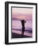 Woman Standing on Beach in Silhouette-Bill Romerhaus-Framed Photographic Print