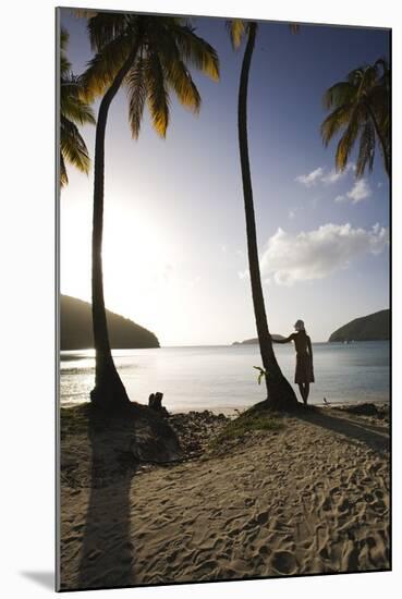 Woman Standing on Beach on Maho Bay-Macduff Everton-Mounted Photographic Print