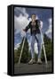 Woman Standing on Crutches-Anthony West-Framed Stretched Canvas