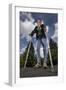 Woman Standing on Crutches-Anthony West-Framed Photographic Print