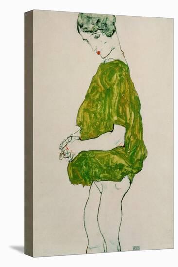 Woman, Standing, with Hands Clasped, 1914-Egon Schiele-Stretched Canvas