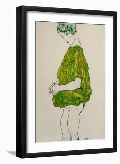 Woman, Standing, with Hands Clasped, 1914-Egon Schiele-Framed Giclee Print