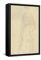 Woman Standing with Head Turned Slightly Left-Gustav Klimt-Framed Stretched Canvas