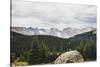 Woman Stands On A Boulder In The Brainard Lake Recreation Area, Indian Peaks Wilderness, Colorado-Louis Arevalo-Stretched Canvas