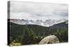 Woman Stands On A Boulder In The Brainard Lake Recreation Area, Indian Peaks Wilderness, Colorado-Louis Arevalo-Stretched Canvas