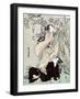 Woman Stands on another Woman to Habng a Kimono, Japanese Wood-Cut Print-Lantern Press-Framed Art Print