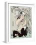 Woman Stands on another Woman to Habng a Kimono, Japanese Wood-Cut Print-Lantern Press-Framed Art Print