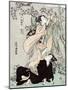 Woman Stands on another Woman to Habng a Kimono, Japanese Wood-Cut Print-Lantern Press-Mounted Art Print