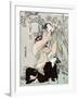 Woman Stands on another Woman to Habng a Kimono, Japanese Wood-Cut Print-Lantern Press-Framed Art Print