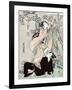 Woman Stands on another Woman to Habng a Kimono, Japanese Wood-Cut Print-Lantern Press-Framed Art Print