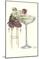 Woman Staring into Champagne Glass-null-Mounted Art Print